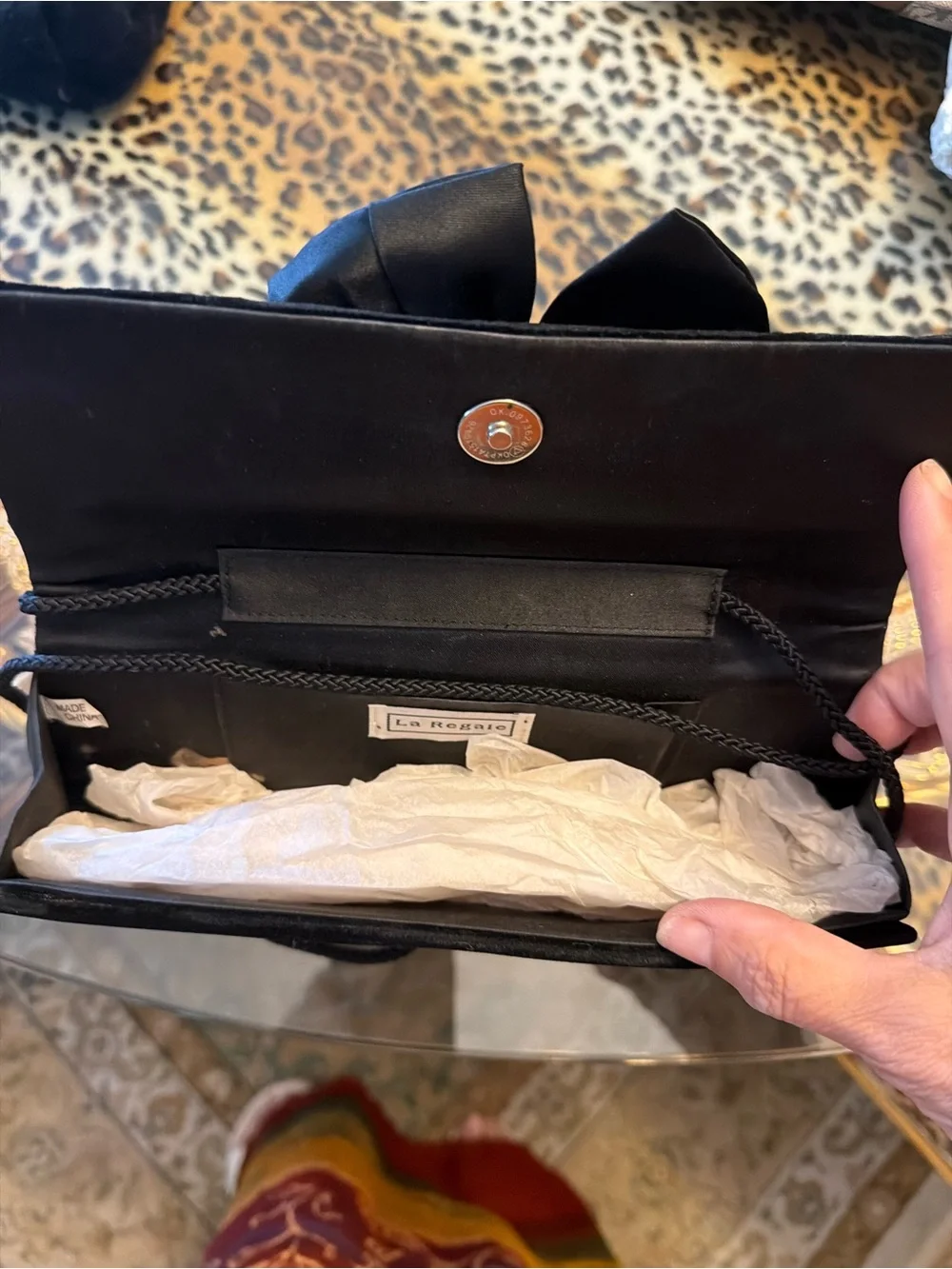 Vintage La Regale Black Velvet Evening Clutch with Oversized Bow